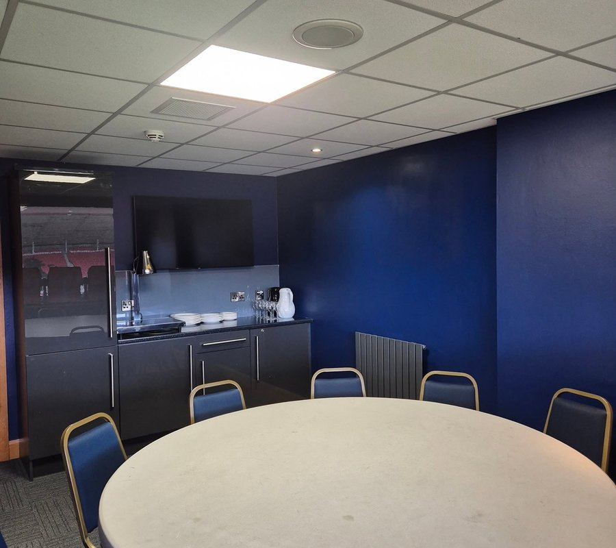 Navy painted stadium hospitality room