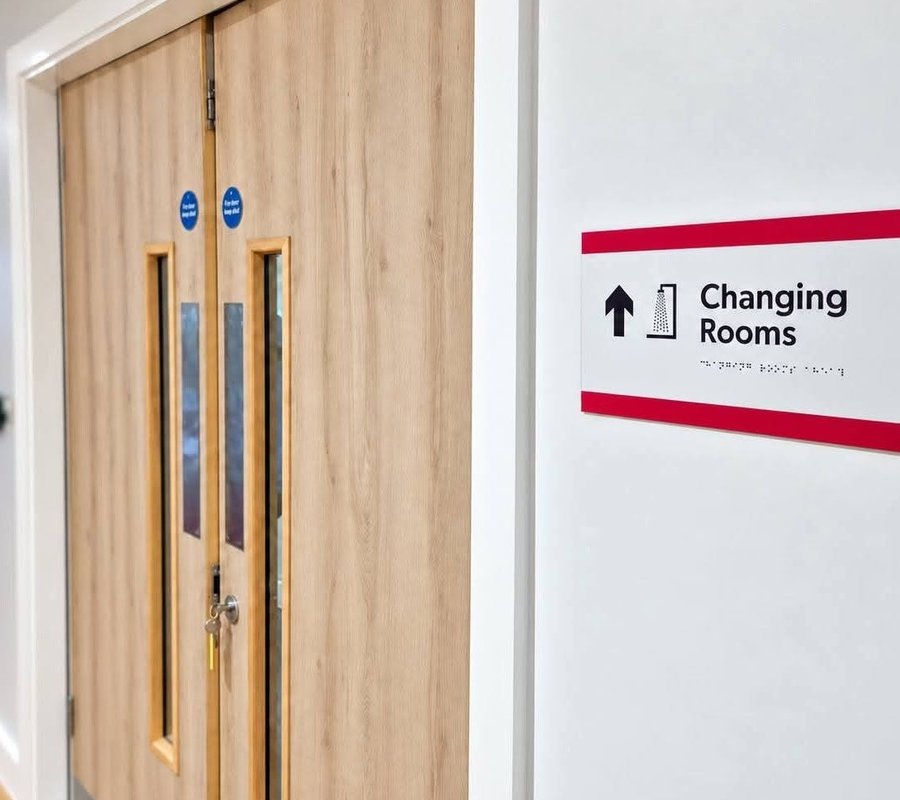 White painted corridor outside the changing rooms at Middlesbrough FC Foundation East Cleveland
